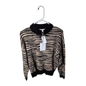 NWT WAYF Vincent Zebra Print Pullover Women’s Size Small